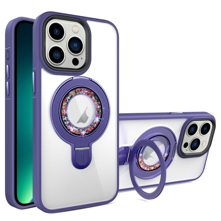 For iPhone 13 Pro Max MagSafe Flip Holder Full Coverage TPU+PC Clear Phone Case