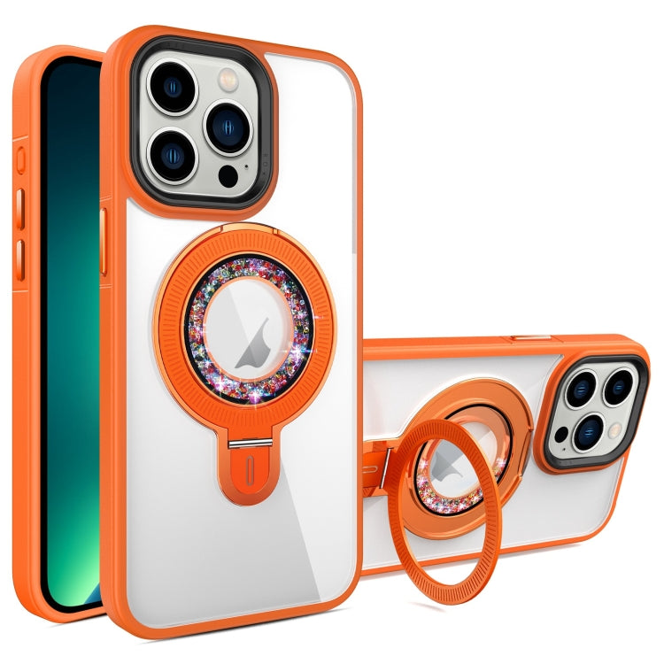 For iPhone 13 Pro Max MagSafe Flip Holder Full Coverage TPU+PC Clear Phone Case