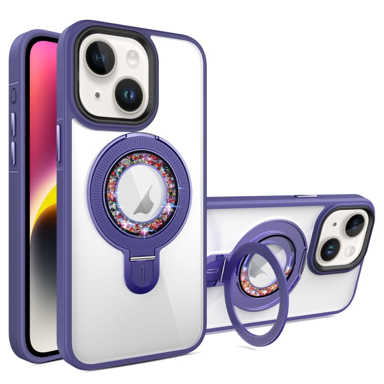 For iPhone 14 MagSafe Flip Holder Full Coverage TPU+PC Clear Phone Case