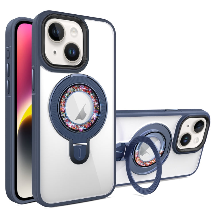 For iPhone 14 MagSafe Flip Holder Full Coverage TPU+PC Clear Phone Case