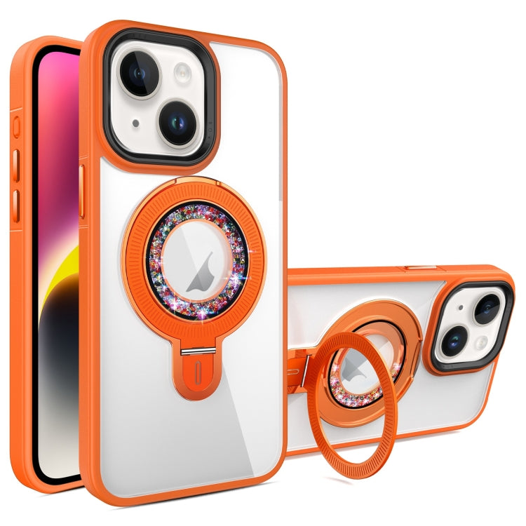 For iPhone 14 MagSafe Flip Holder Full Coverage TPU+PC Clear Phone Case