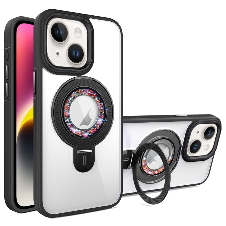 For iPhone 14 MagSafe Flip Holder Full Coverage TPU+PC Clear Phone Case