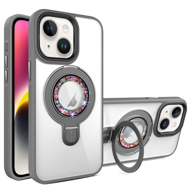 For iPhone 14 MagSafe Flip Holder Full Coverage TPU+PC Clear Phone Case