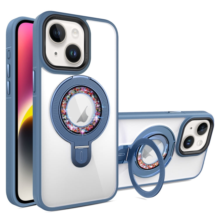 For iPhone 14 MagSafe Flip Holder Full Coverage TPU+PC Clear Phone Case
