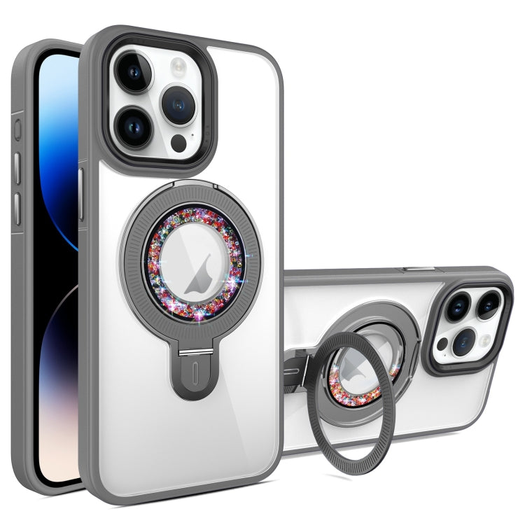 For iPhone 14 Pro MagSafe Flip Holder Full Coverage TPU+PC Clear Phone Case
