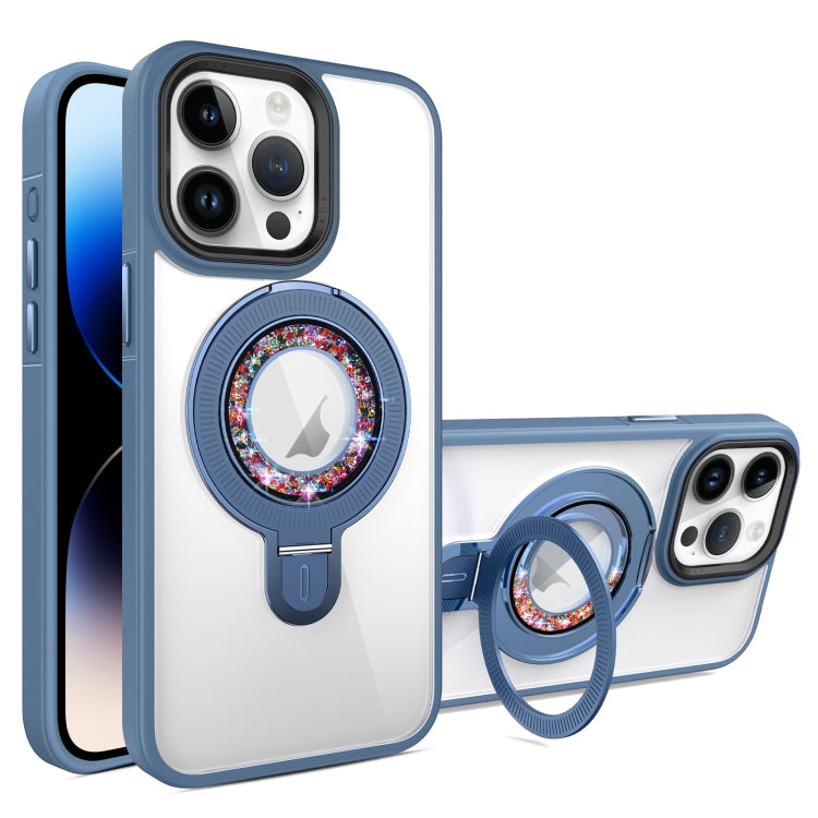 For iPhone 14 Pro MagSafe Flip Holder Full Coverage TPU+PC Clear Phone Case
