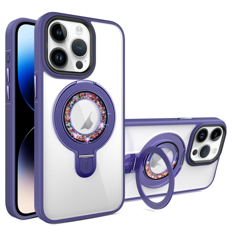 For iPhone 14 Pro Max MagSafe Flip Holder Full Coverage TPU+PC Clear Phone Case