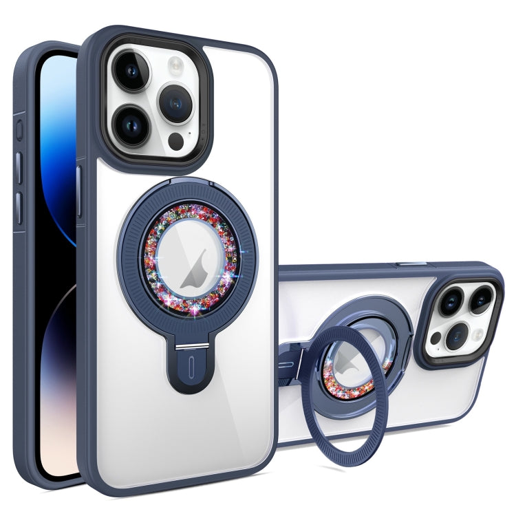 For iPhone 14 Pro Max MagSafe Flip Holder Full Coverage TPU+PC Clear Phone Case