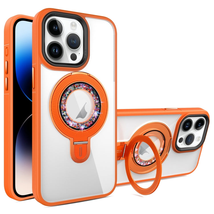 For iPhone 14 Pro Max MagSafe Flip Holder Full Coverage TPU+PC Clear Phone Case