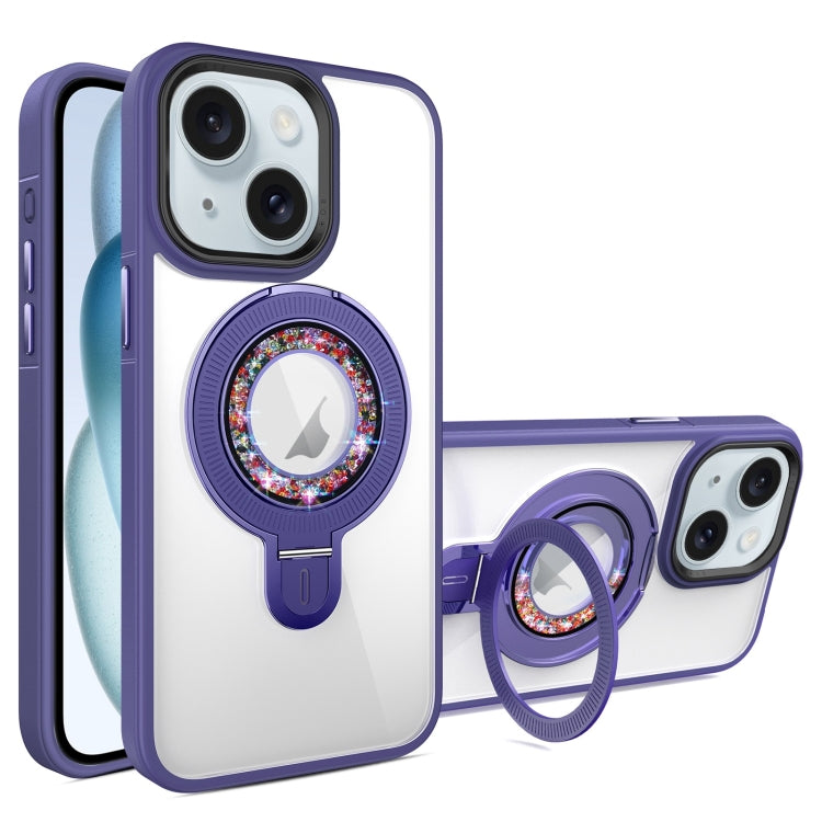 For iPhone 15 MagSafe Flip Holder Full Coverage TPU+PC Clear Phone Case