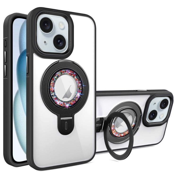 For iPhone 15 MagSafe Flip Holder Full Coverage TPU+PC Clear Phone Case