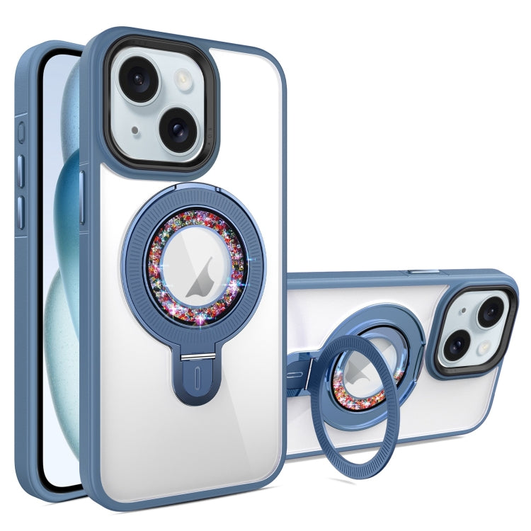 For iPhone 15 MagSafe Flip Holder Full Coverage TPU+PC Clear Phone Case