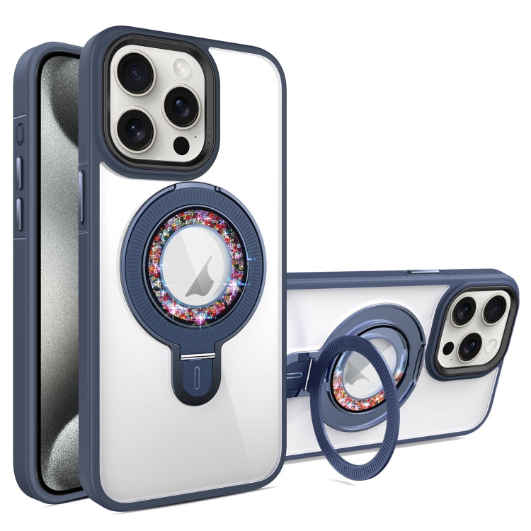 For iPhone 15 Pro MagSafe Flip Holder Full Coverage TPU+PC Clear Phone Case