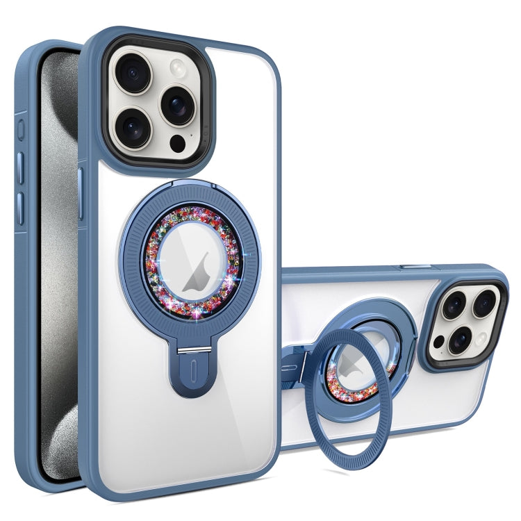 For iPhone 15 Pro MagSafe Flip Holder Full Coverage TPU+PC Clear Phone Case