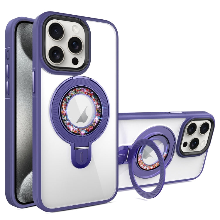 For iPhone 15 Pro Max MagSafe Flip Holder Full Coverage TPU+PC Clear Phone Case