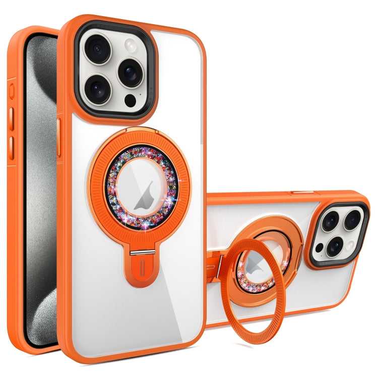 For iPhone 15 Pro Max MagSafe Flip Holder Full Coverage TPU+PC Clear Phone Case