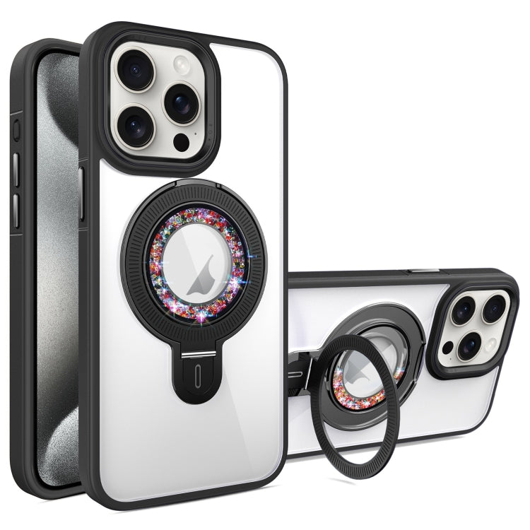 For iPhone 15 Pro Max MagSafe Flip Holder Full Coverage TPU+PC Clear Phone Case