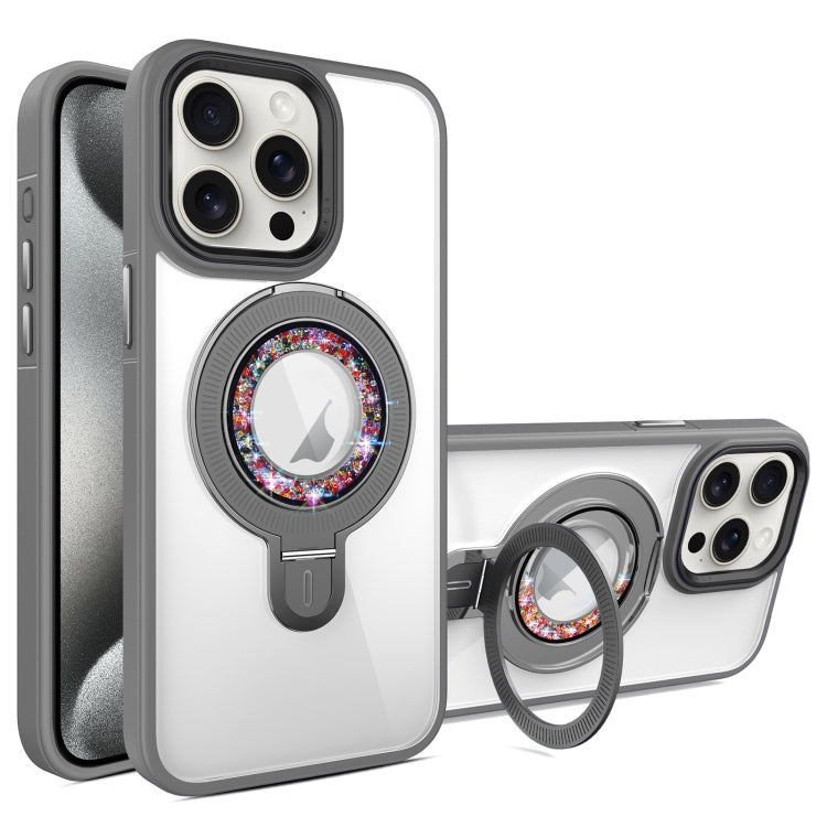For iPhone 15 Pro Max MagSafe Flip Holder Full Coverage TPU+PC Clear Phone Case