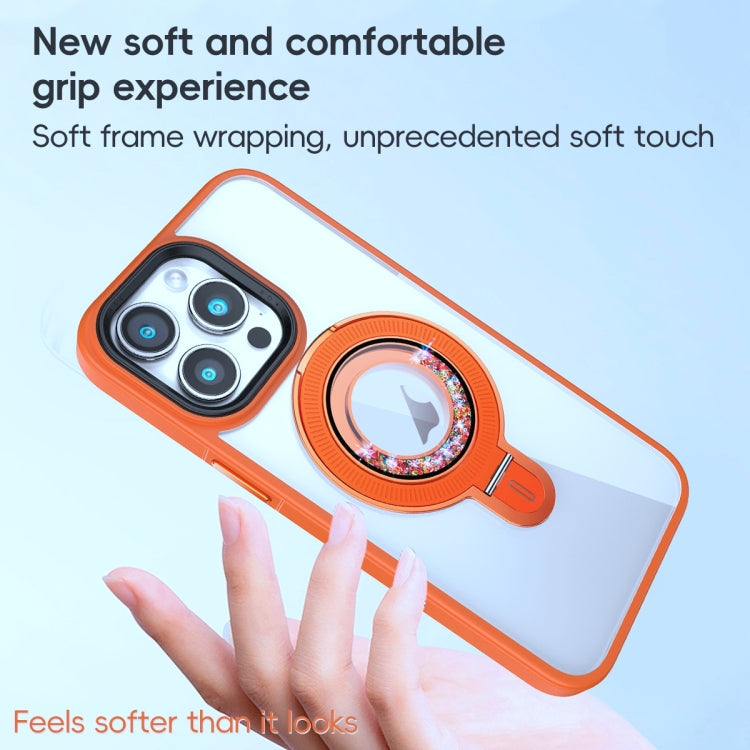 For iPhone 15 Pro MagSafe Flip Holder Full Coverage TPU+PC Clear Phone Case