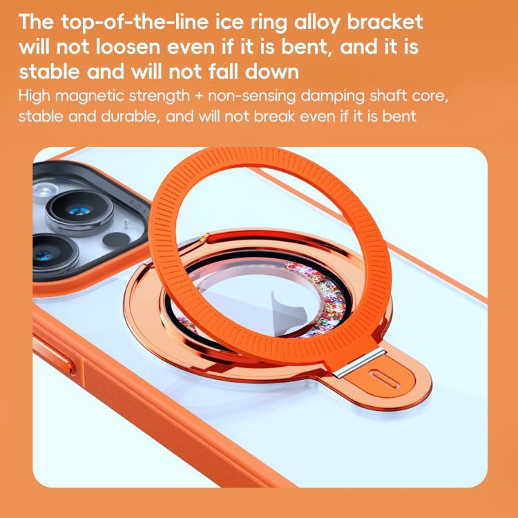 For iPhone 15 Pro MagSafe Flip Holder Full Coverage TPU+PC Clear Phone Case