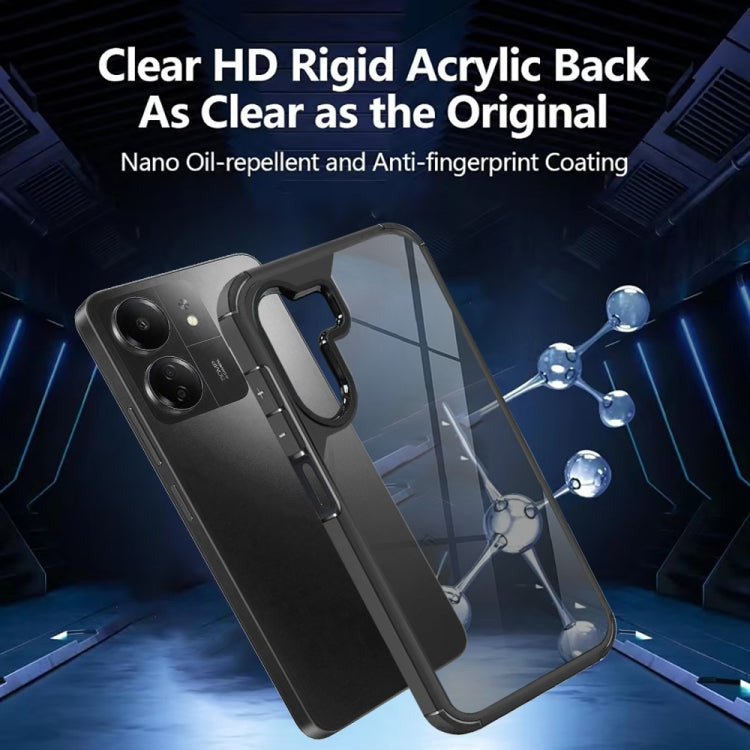 For Redmi 13C 4G / Xiaomi Poco C65 Acrylic+TPU Transparent Shockproof Phone Case - Black