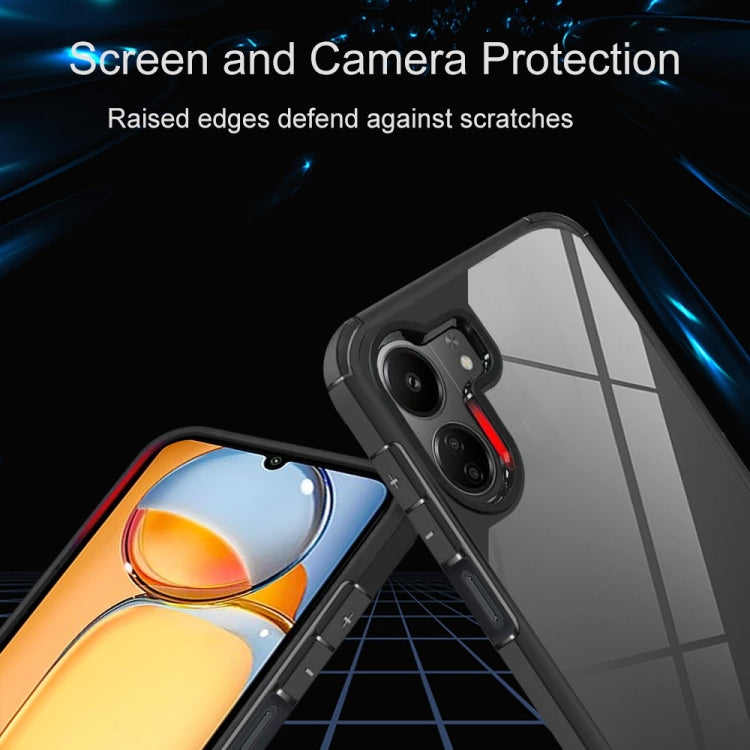 For Redmi 13C 4G / Xiaomi Poco C65 Acrylic+TPU Transparent Shockproof Phone Case - Black