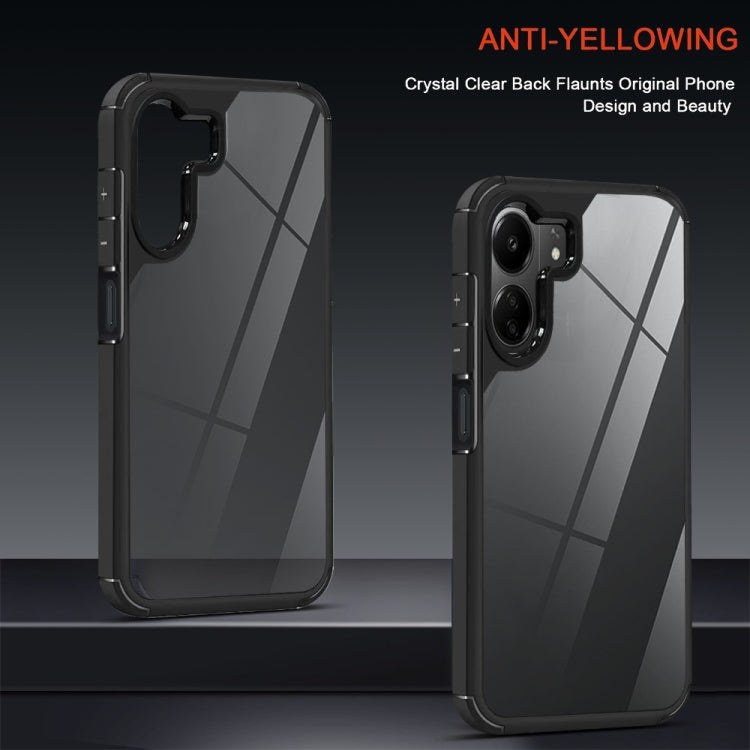 For Redmi 13C 4G / Xiaomi Poco C65 Acrylic+TPU Transparent Shockproof Phone Case - Black