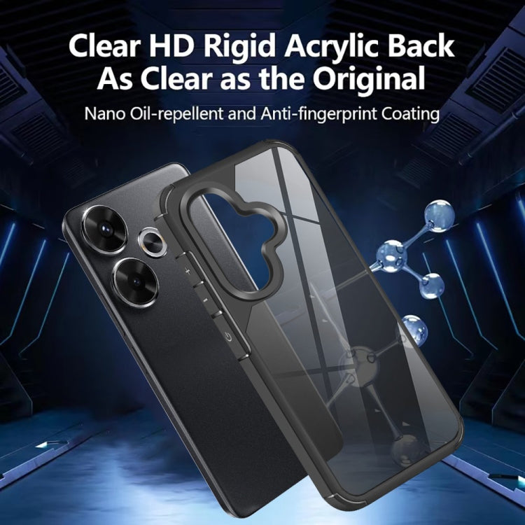 For Redmi 13 4G Acrylic+TPU Transparent Shockproof Phone Case - Black