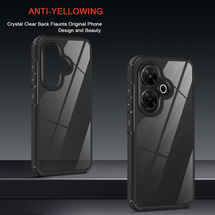 For Redmi 13 4G Acrylic+TPU Transparent Shockproof Phone Case - Black