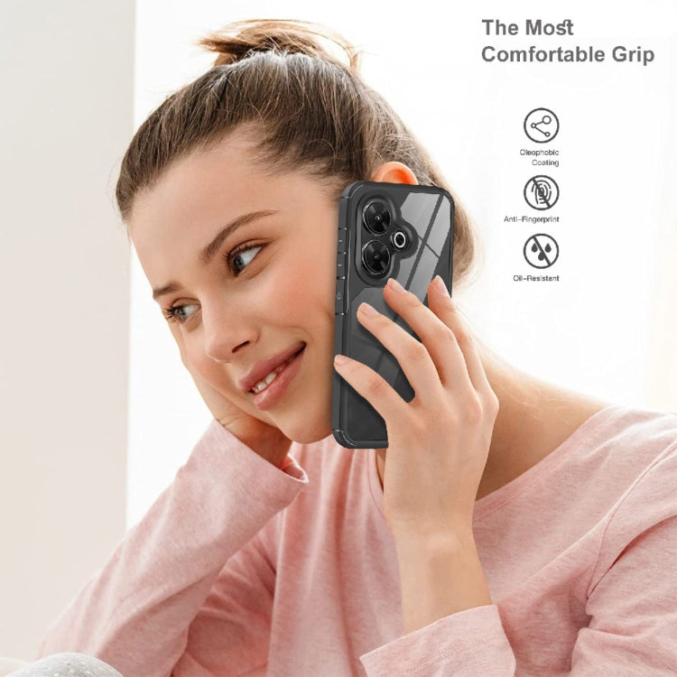 For Redmi 13 4G Acrylic+TPU Transparent Shockproof Phone Case - Black
