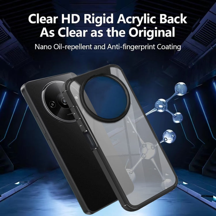 For Redmi A3 4G Acrylic+TPU Transparent Shockproof Phone Case - Black