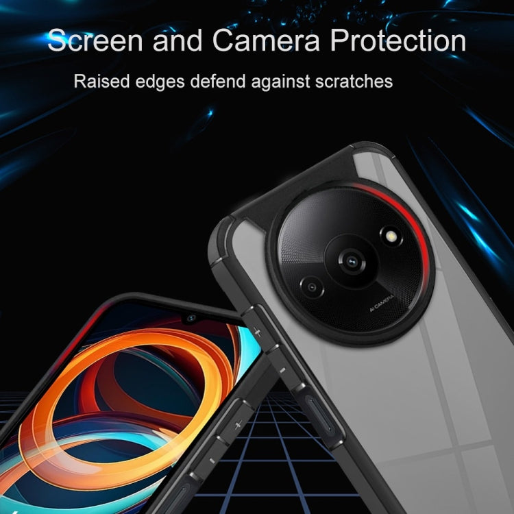For Redmi A3 4G Acrylic+TPU Transparent Shockproof Phone Case - Black