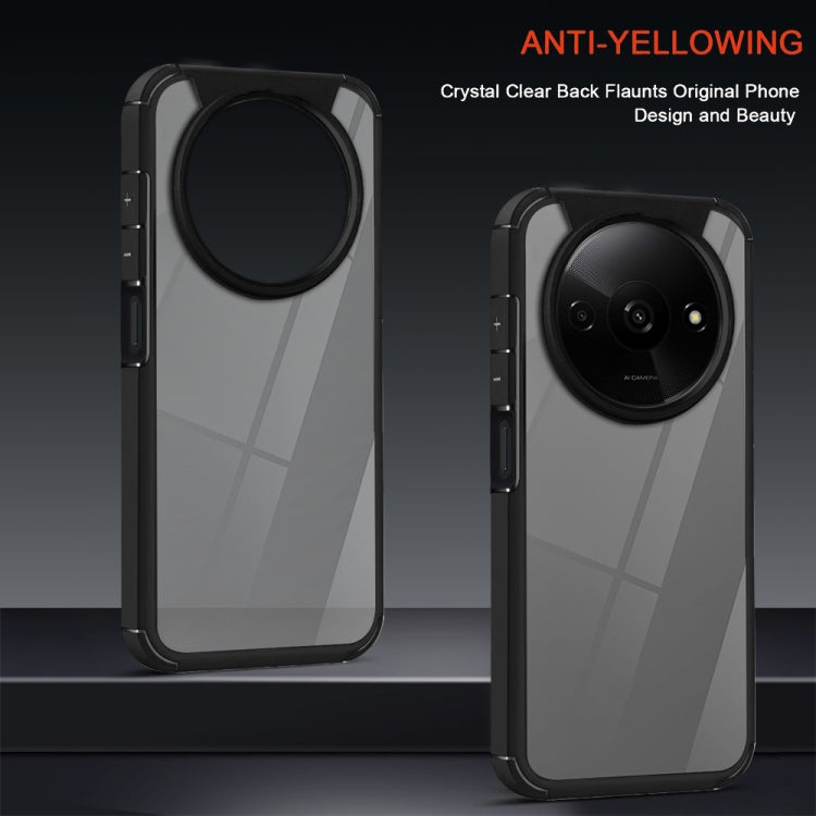 For Redmi A3 4G Acrylic+TPU Transparent Shockproof Phone Case - Black