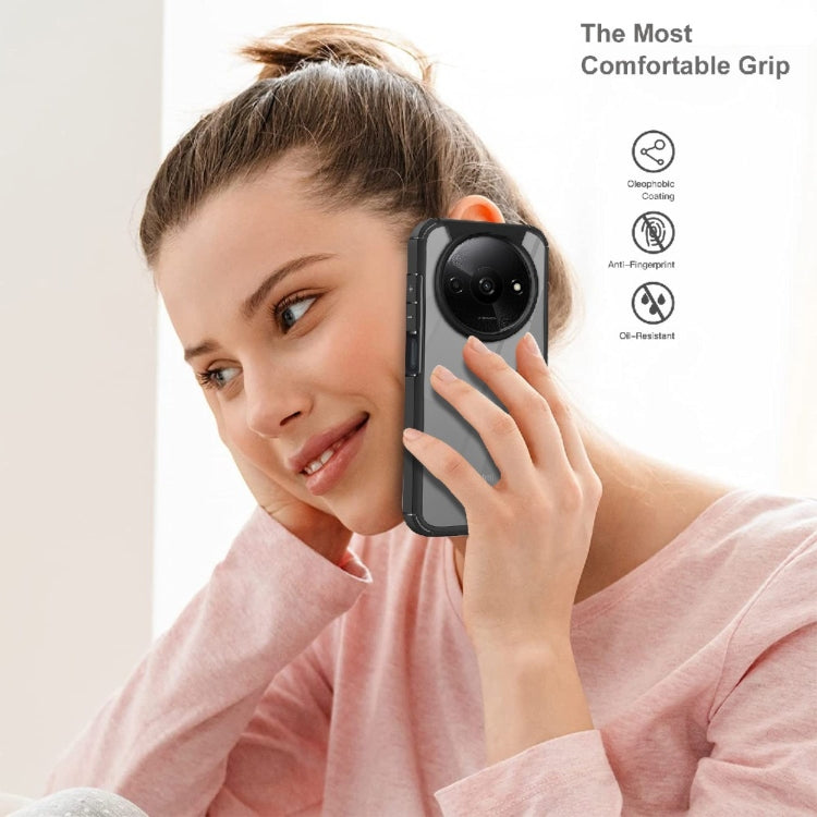 For Redmi A3 4G Acrylic+TPU Transparent Shockproof Phone Case - Black