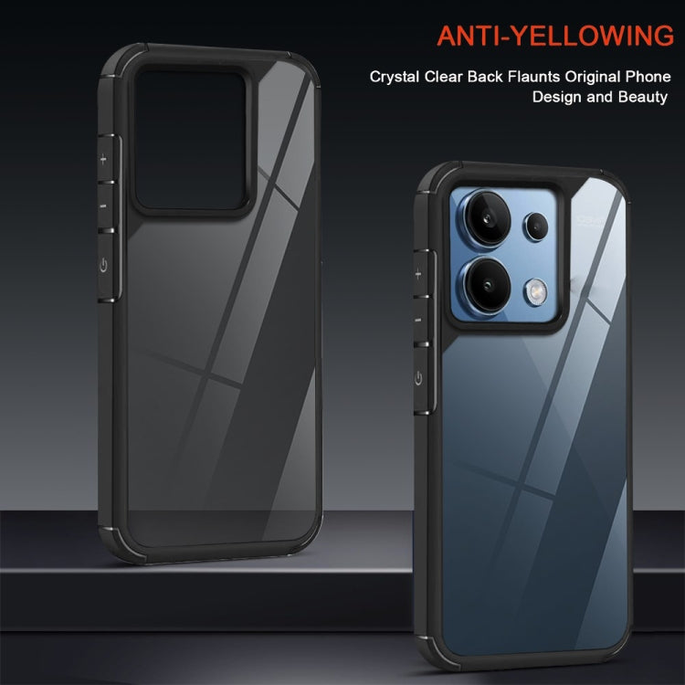 For Redmi Note 13 4G Acrylic+TPU Transparent Shockproof Phone Case - Black