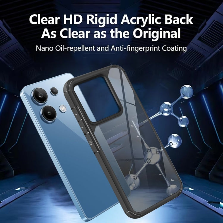 For Redmi 12C / Xiaomi Poco C55 Acrylic+TPU Transparent Shockproof Phone Case - Black