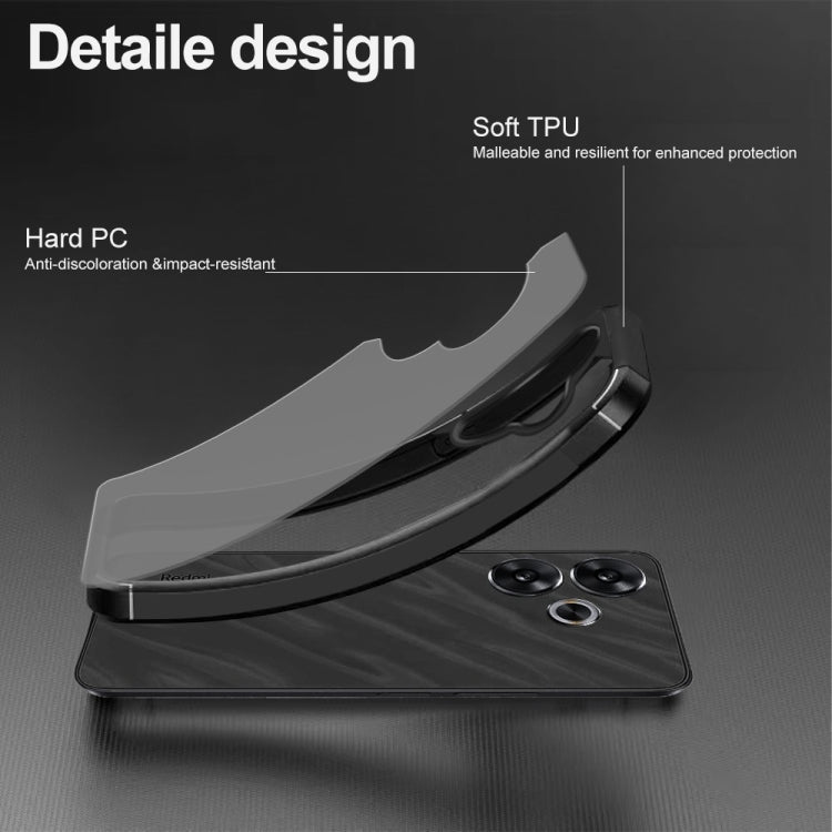For Redmi 13C 5G Acrylic+TPU Transparent Shockproof Phone Case - Black