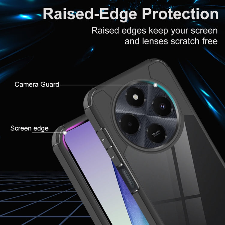 For Redmi 14C 4G Acrylic+TPU Transparent Shockproof Phone Case - Black