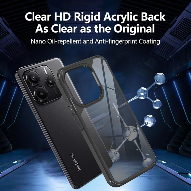 For Redmi Note 14 5G Acrylic+TPU Transparent Shockproof Phone Case - Black