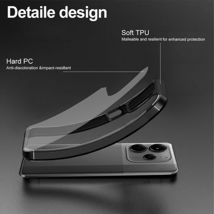 For Redmi Note 14 5G Acrylic+TPU Transparent Shockproof Phone Case - Black
