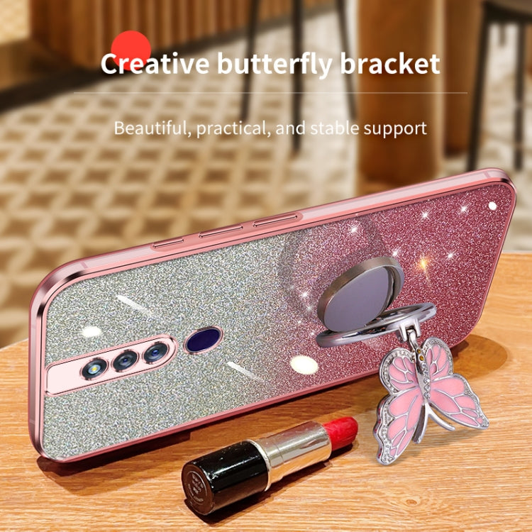 For OPPO F11 Pro Plated Gradient Glitter Butterfly Holder TPU Phone Case