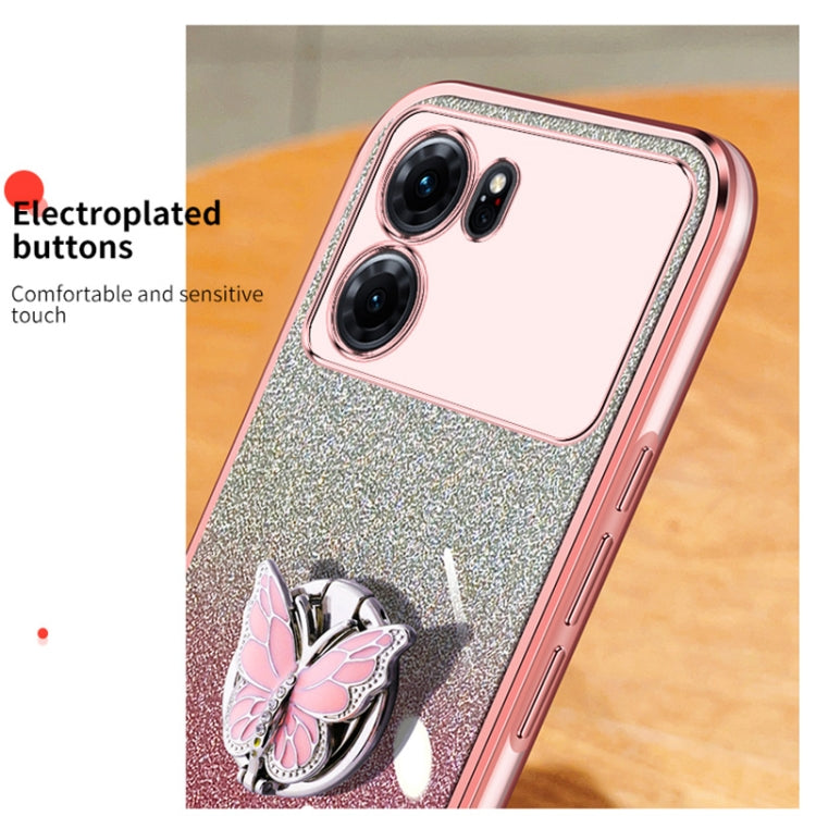 For OPPO K10 Plated Gradient Glitter Butterfly Holder TPU Phone Case