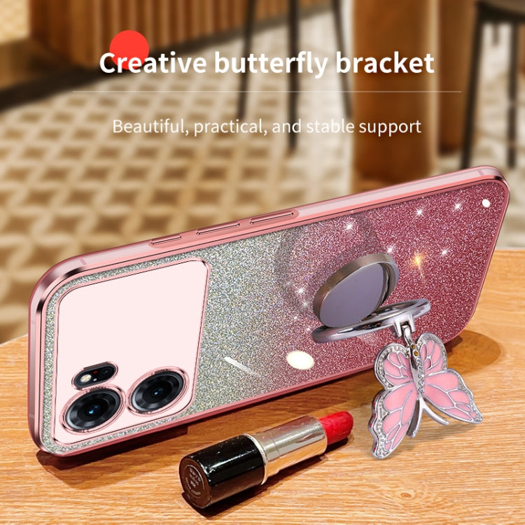 For OPPO K10 Plated Gradient Glitter Butterfly Holder TPU Phone Case