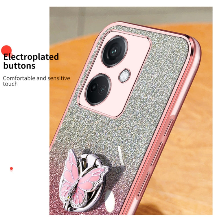 For OPPO K11 Plated Gradient Glitter Butterfly Holder TPU Phone Case