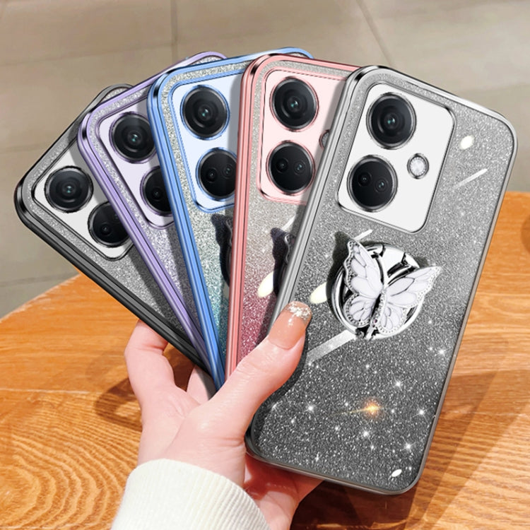 For OPPO K11 Plated Gradient Glitter Butterfly Holder TPU Phone Case
