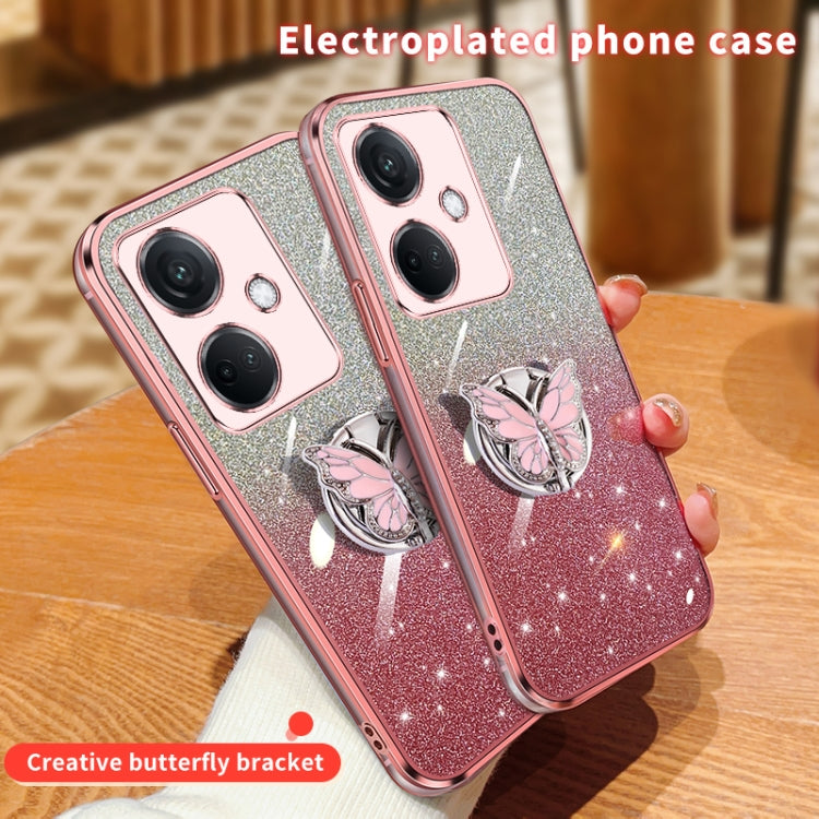 For OPPO K11 Plated Gradient Glitter Butterfly Holder TPU Phone Case