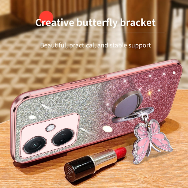 For OPPO K11 Plated Gradient Glitter Butterfly Holder TPU Phone Case