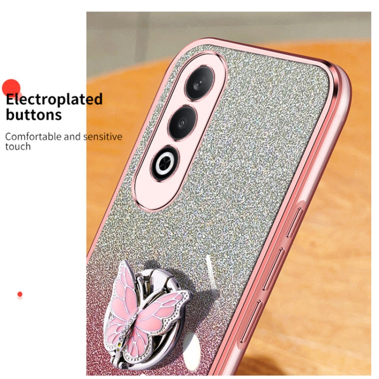 For OPPO K12 Plated Gradient Glitter Butterfly Holder TPU Phone Case