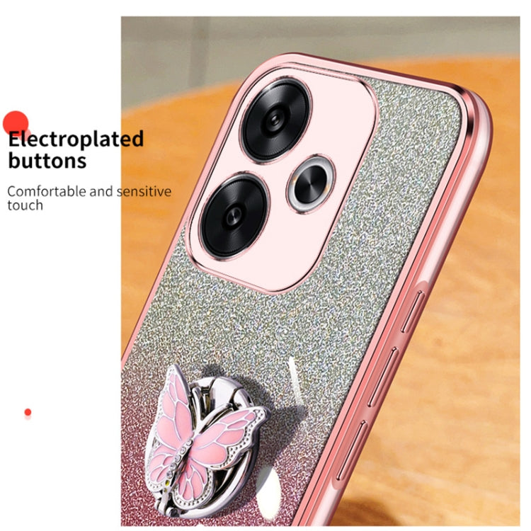 For Redmi Turbo 3 Plated Gradient Glitter Butterfly Holder TPU Phone Case