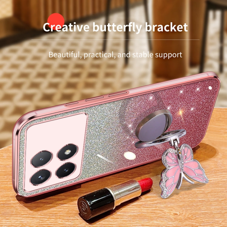 For Redmi K70 / K70 Pro Plated Gradient Glitter Butterfly Holder TPU Phone Case